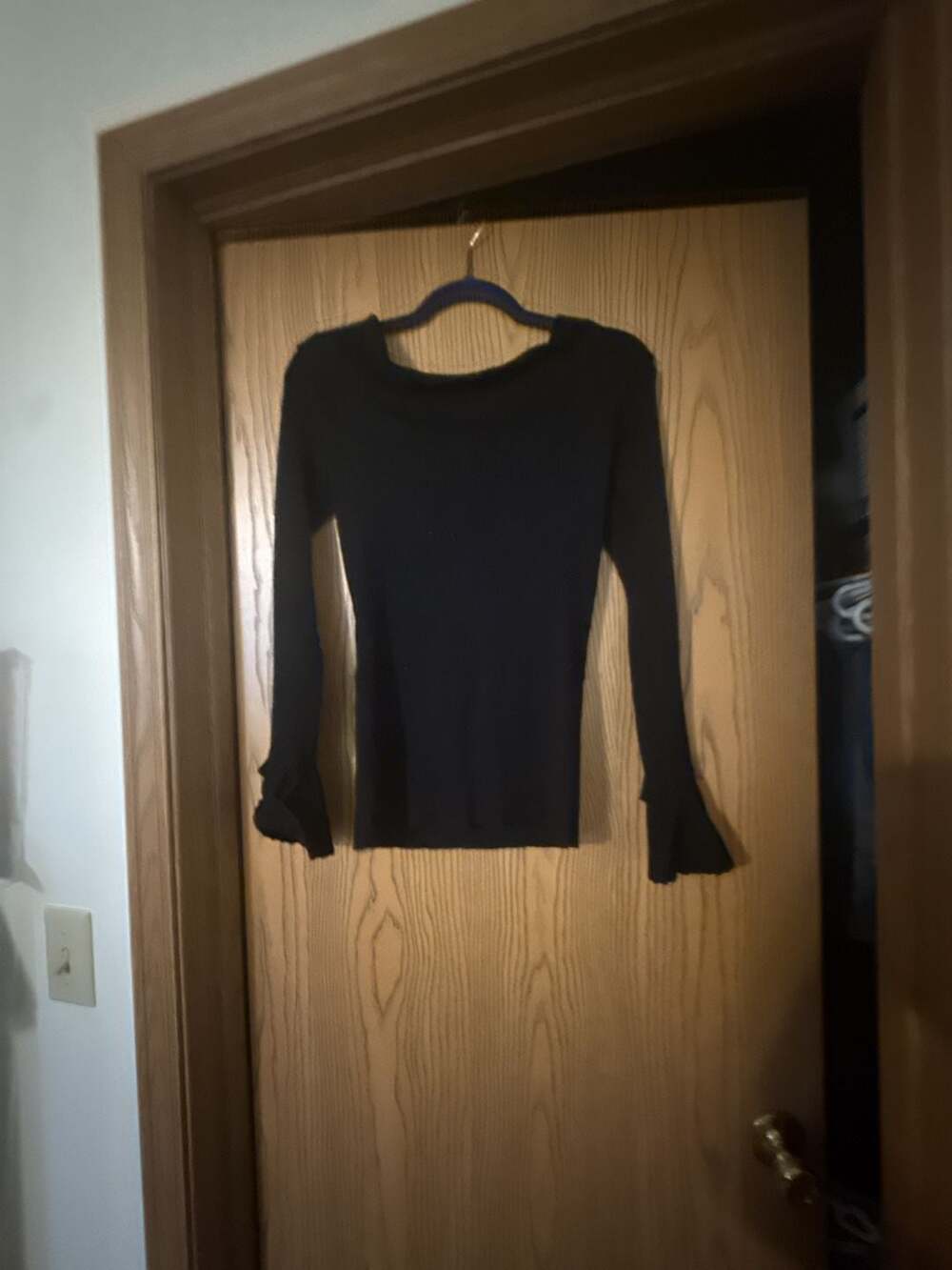 7th Avenue New York & Company Black Off-The-Shoulder Ribbed Sweater XS
